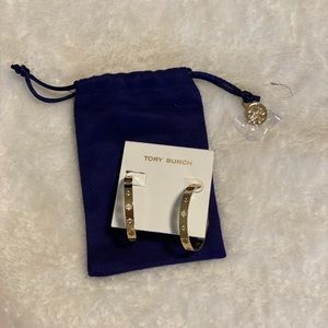 Tory Burch pierced T logo hoop earrings